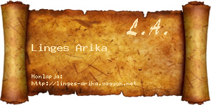 Linges Arika névjegykártya